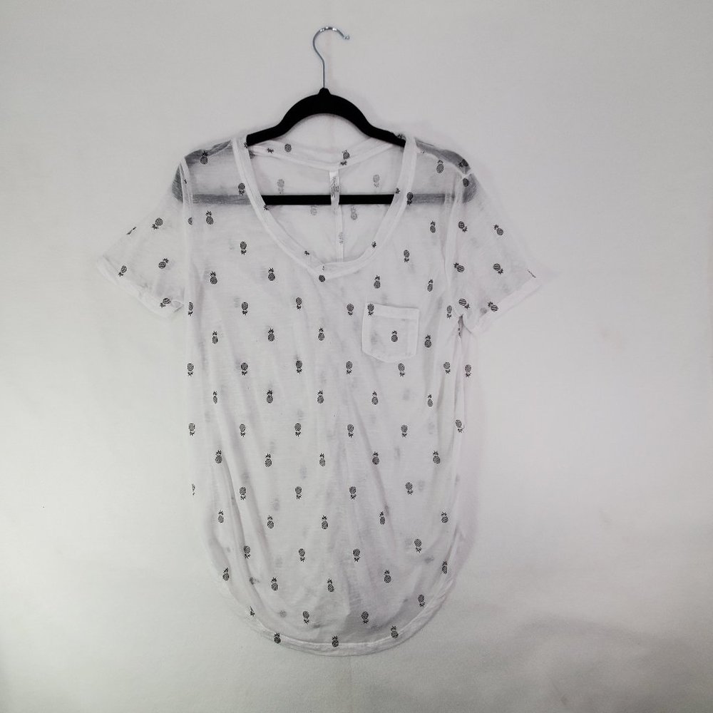 Love Charm Woman's Top Pineapple Print Sheer